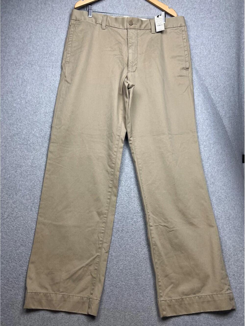 Express Chino Flat Front Casual Pants Mens Tan Relaxed Legs Size 38W x 34L